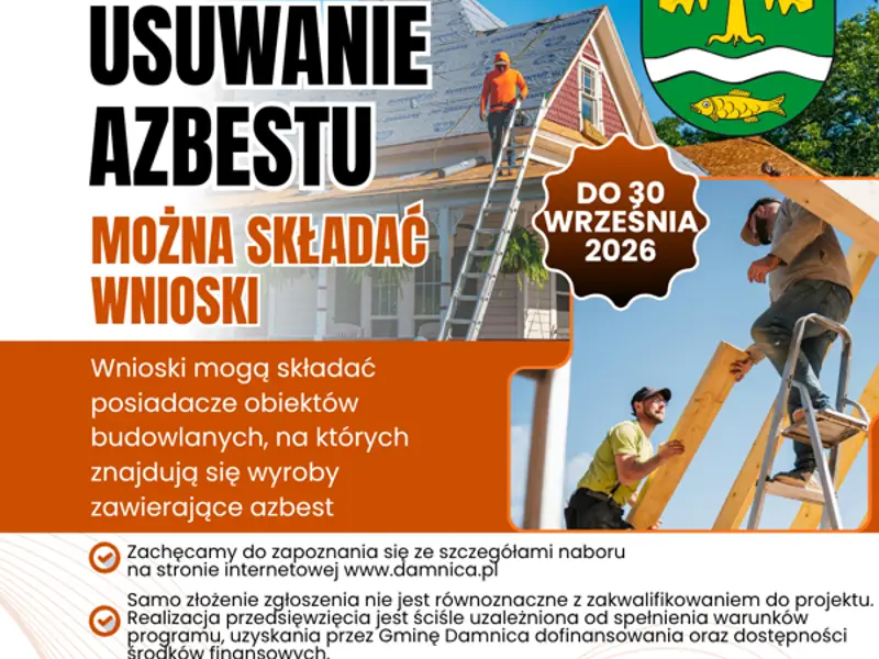 Nabór wniosków na usuwanie azbestu w Gminie Damnica