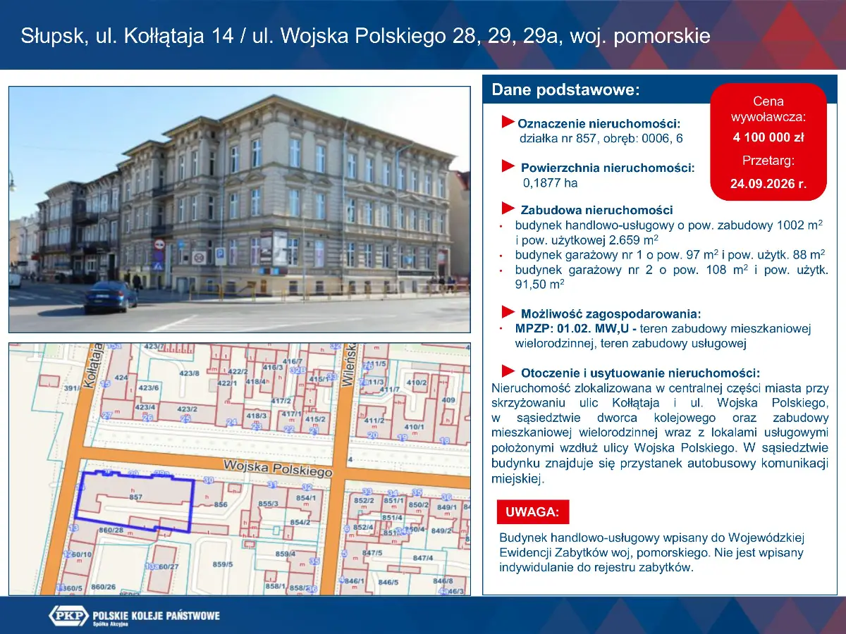 Właściciel oferuje na sprzedaż nieruchomość w Słupsku