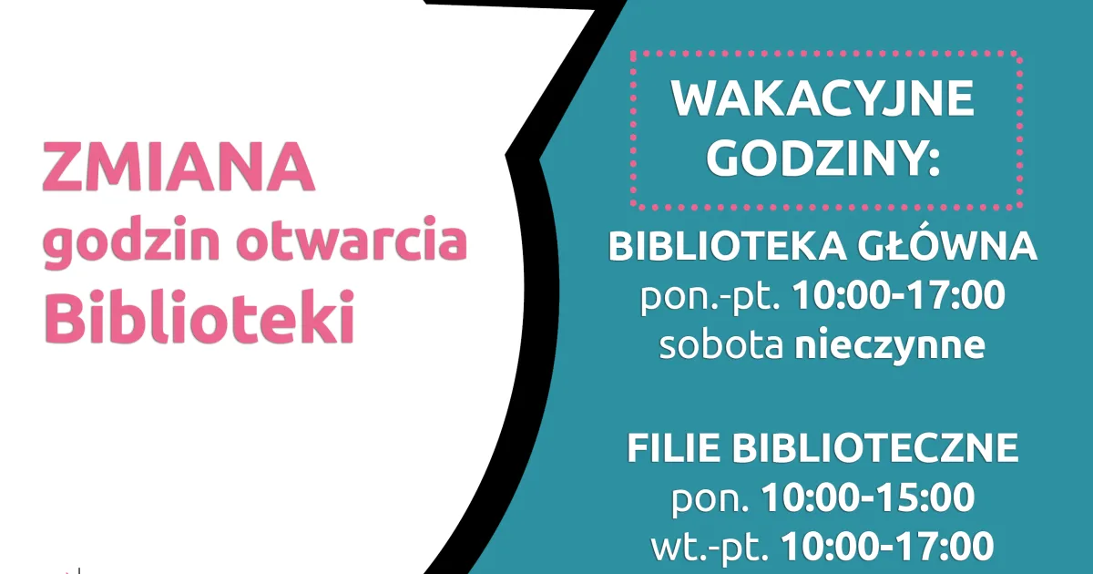 Wakacyjne godziny otwarcia Biblioteki w 2026 roku