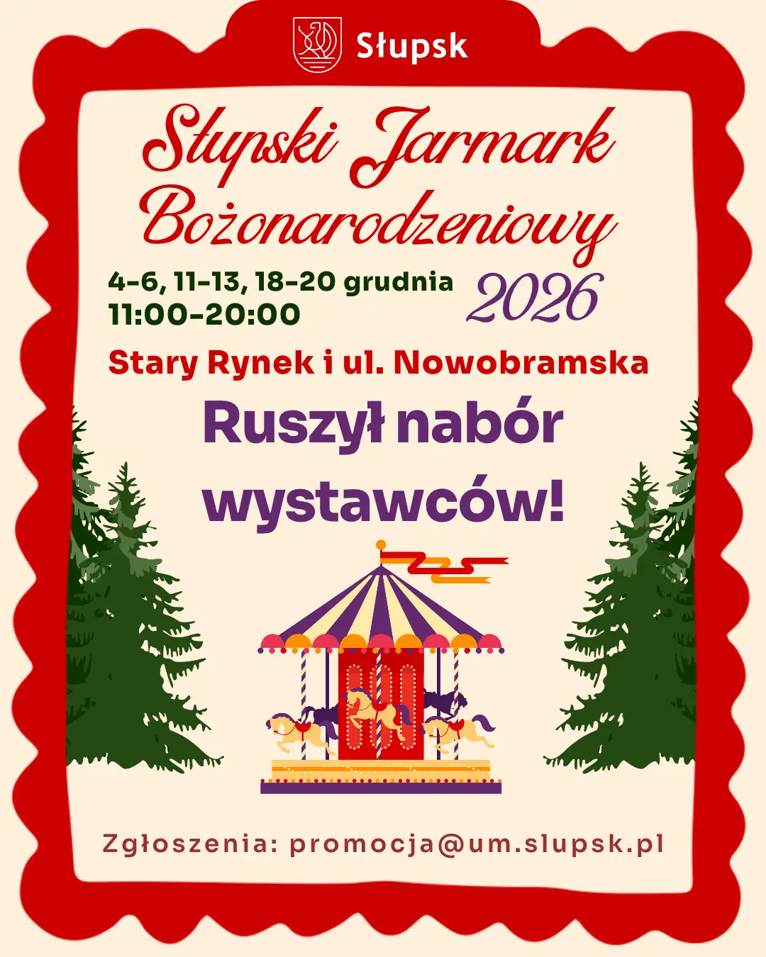 Możliwość wystawienia się na Słupskim Jarmarku Bożonarodzeniowym 2026